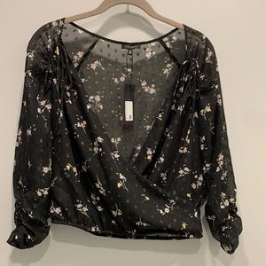 Dynamite Sheer Flower Blouse With Tags
